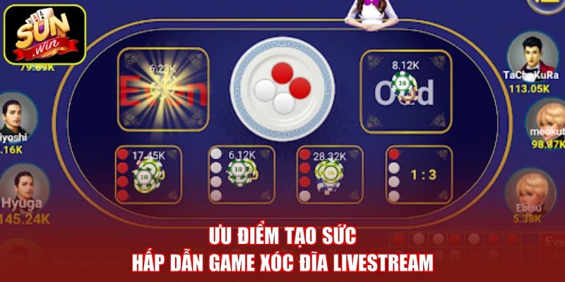 Ưu điểm tạo sức hấp dẫn game xóc đĩa Livestream